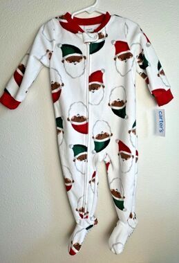 Carter's NWT Infant 18M Fleece Footed Pajamas Christmas Santa Sleeper AA